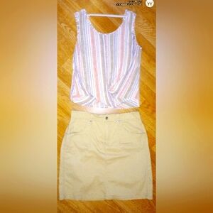 Gloria Vanderbilt Skirt Outfit sz 10-M Top& Skirt